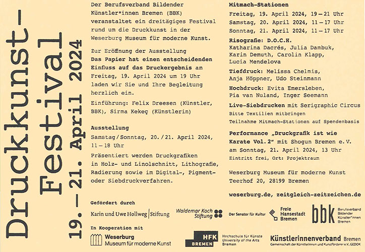 Projektraum Weserburg, Druckkunst Festival